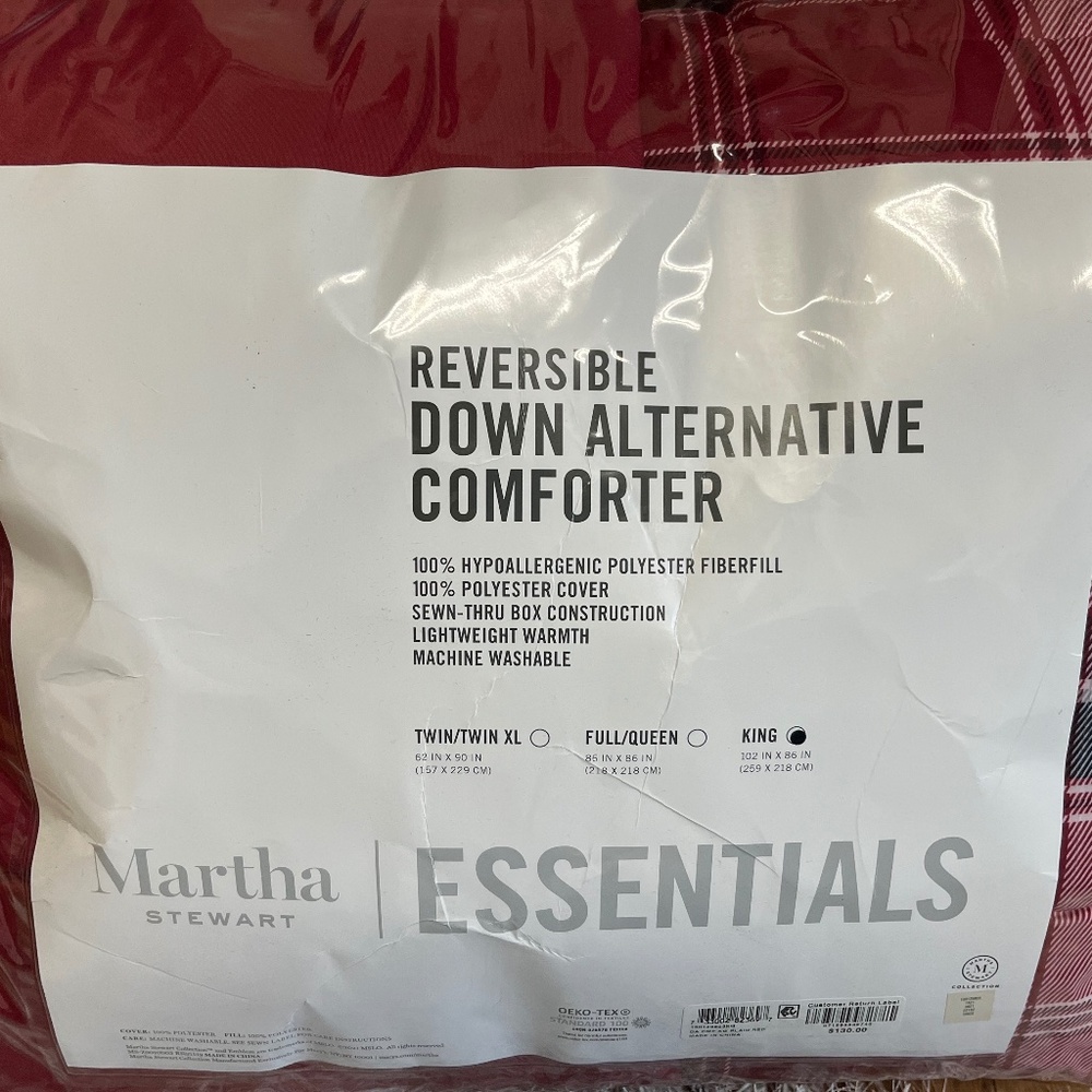Martha Stewart King Reversible Red Plaid Comforter